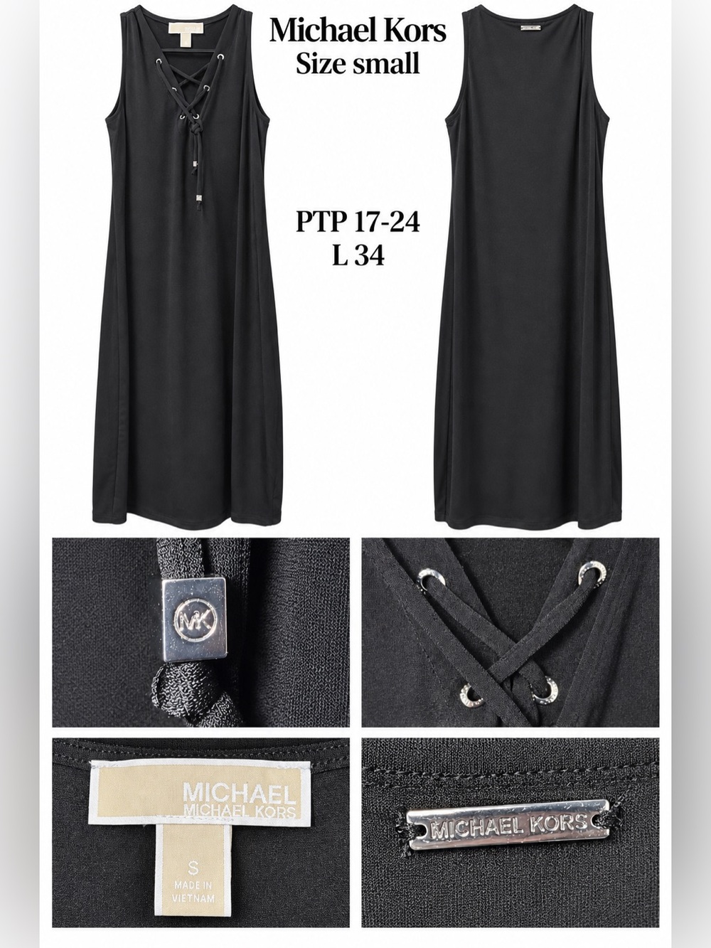 Michael Kors Black Lace-Up Sleeveless Tunic Dress